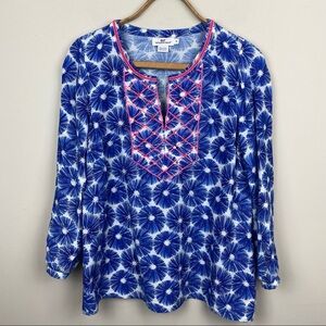 Vineyard Vines || Blue Burst with Embroidered/Beaded Detail; Tunic; Size Small